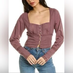 NWOT Free People Joi Crop Blouse Sz Sm